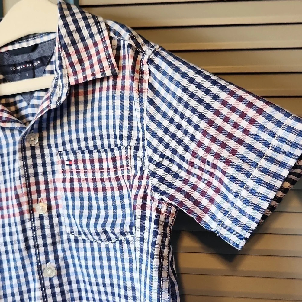 Tommy Hilfiger Blue Pink White Plaid Button Down Shirt - Picture 6 of 13